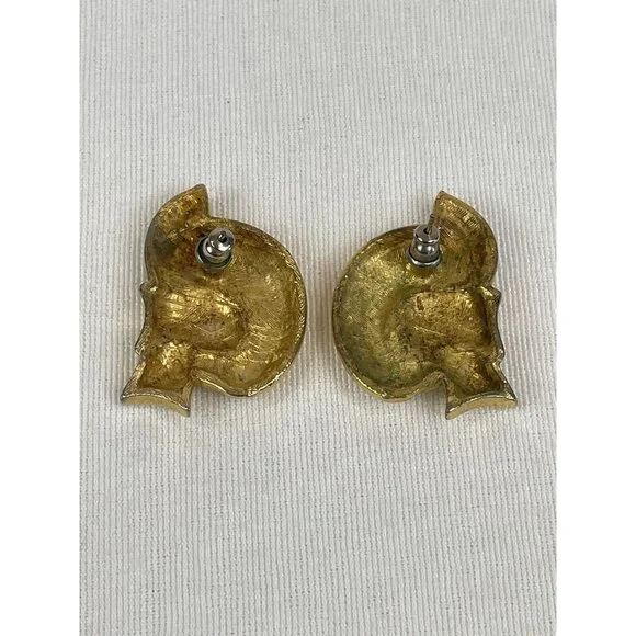 Vintage Gold Tone Twisted Knot Swirl Chunky Pierced Post Earrings 80s 90s - Picture 5 of 6